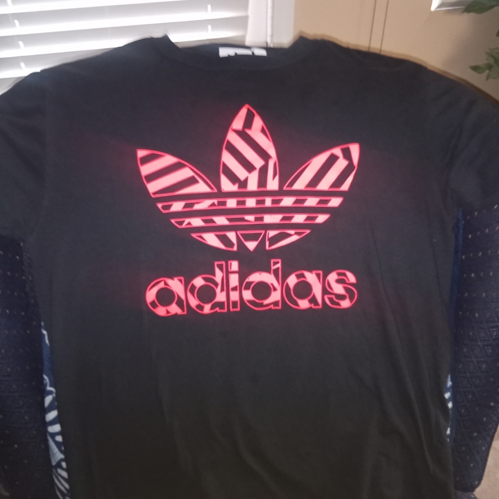 Adidas Tee with Neon Coral Trefoil